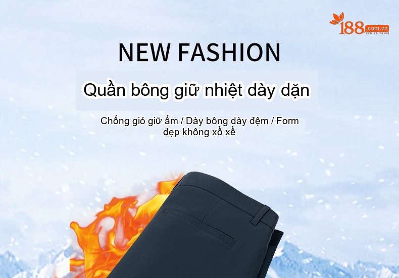 Quần Tây Nam Trung Niên Lót Lông Dáng Ôm Vừa Mùa Đông Màu Đen, Xanh Navy chi tiết 9