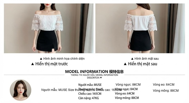 Váy Đầm Nữ Hai Dây Hở Vai Cổ Chữ U A-Line Ngắn Màu Đen, Trắng Kem chi tiết 2