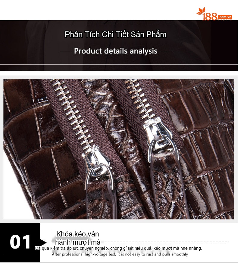 Túi Đeo Ngực Nam Da Thật Vân Cá Sấu Phong Cách Thể Thao chi tiết 13