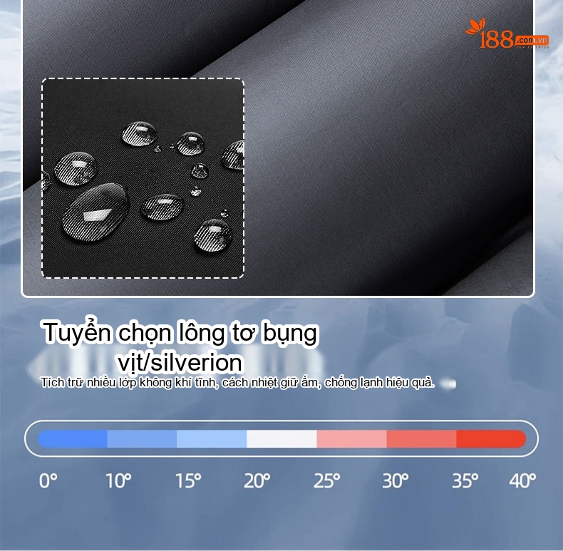Áo phao lông vũ nam nữ có mũ trùm đầu giữ nhiệt chi tiết 3