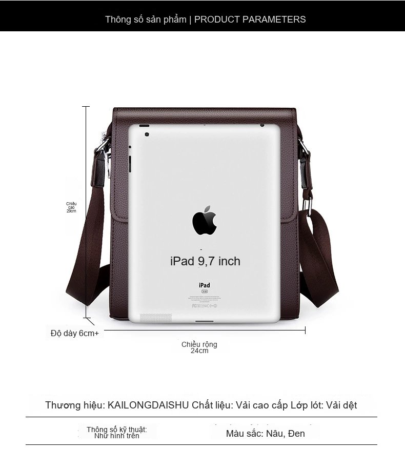 Túi Đeo Chéo Nam Khóa Số Chống Trộm Chất Da Thật Cao Cấp Túi Đeo Vai Mini Màu Đen, Nâu chi tiết 5