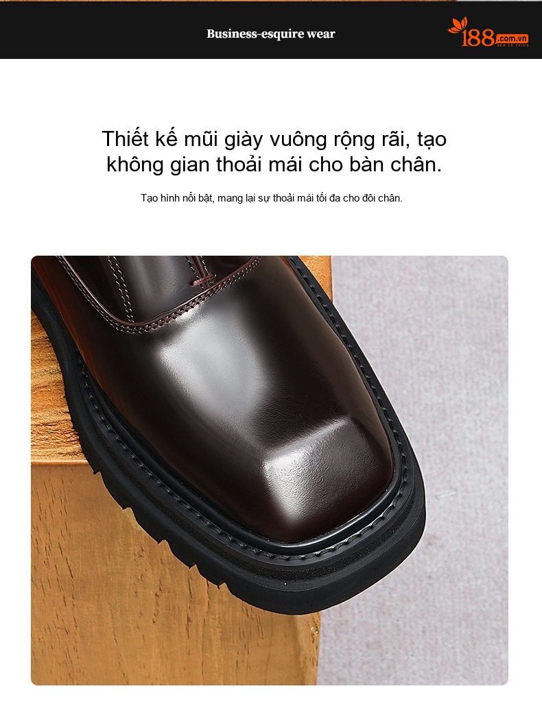 Giày Lười Nam Da Bóng Đế Dày Chiều Cao Đế Khoảng 4cm Màu Đen, Nâu chi tiết 2