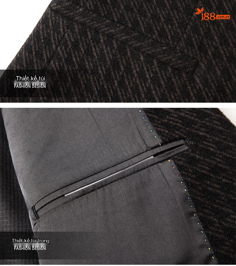 Áo Vest Nam Wool Kẻ Caro Một Hàng Khuy Phong Cách Lịch Lãm Màu Đen chi tiết 13