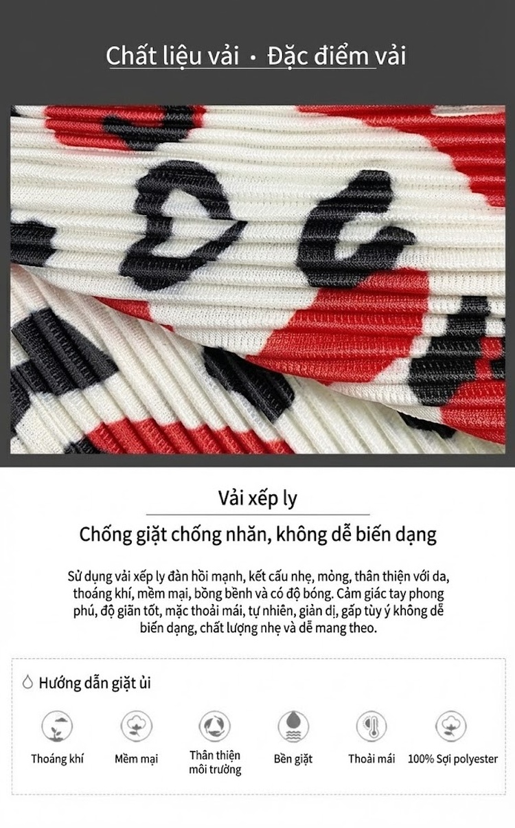 Chân Váy Midi Nữ Chữ A Lưng Cao Họa Tiết In Dây Lưng Thanh Lịch Màu Trắng, Xanh, Đen, Đỏ chi tiết 4