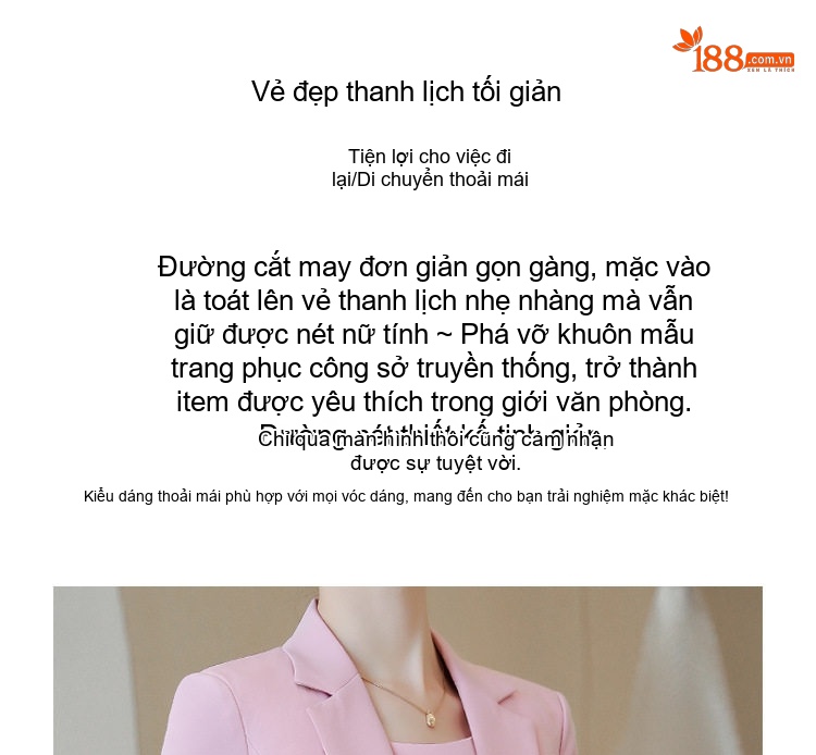 Bộ Vest Công Sở Nữ Tay Lỡ Màu Hồng chi tiết 4