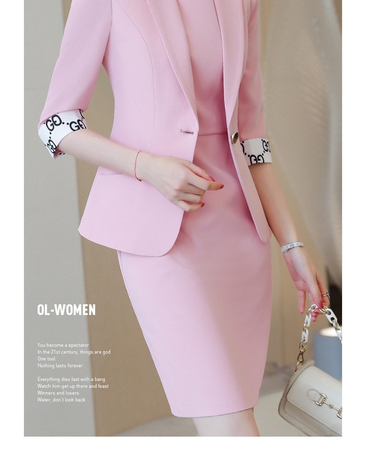 Bộ Vest Công Sở Nữ Tay Lỡ Màu Hồng chi tiết 5
