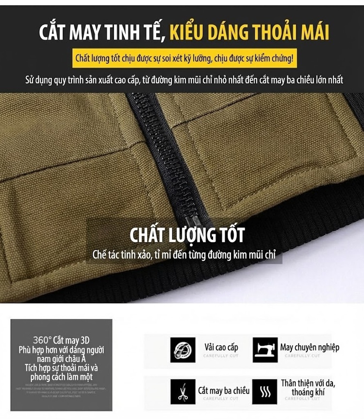 Áo Khoác Nam Dáng Bomber Lót Lông Dày Dặn Phong Cách Hàn Quốc Màu Xanh, Đen, Đỏ... chi tiết 5