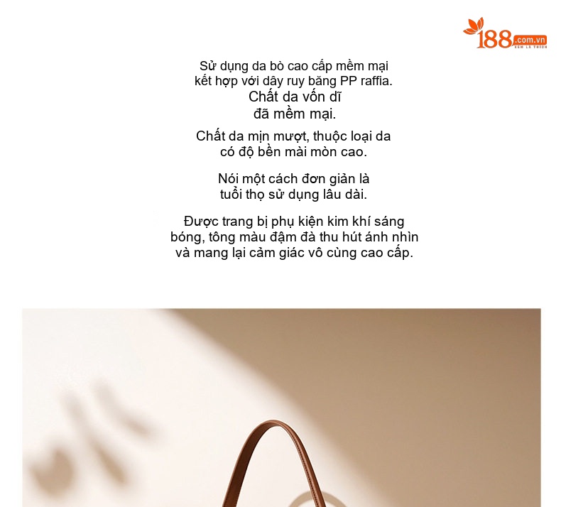 Túi Tote Nữ Đan Lát Cao Cấp Phong Cách Tiểu Thư Đeo Vai, Đeo Chéo Công Sở Màu Trắng, Đen, Nâu chi tiết 2