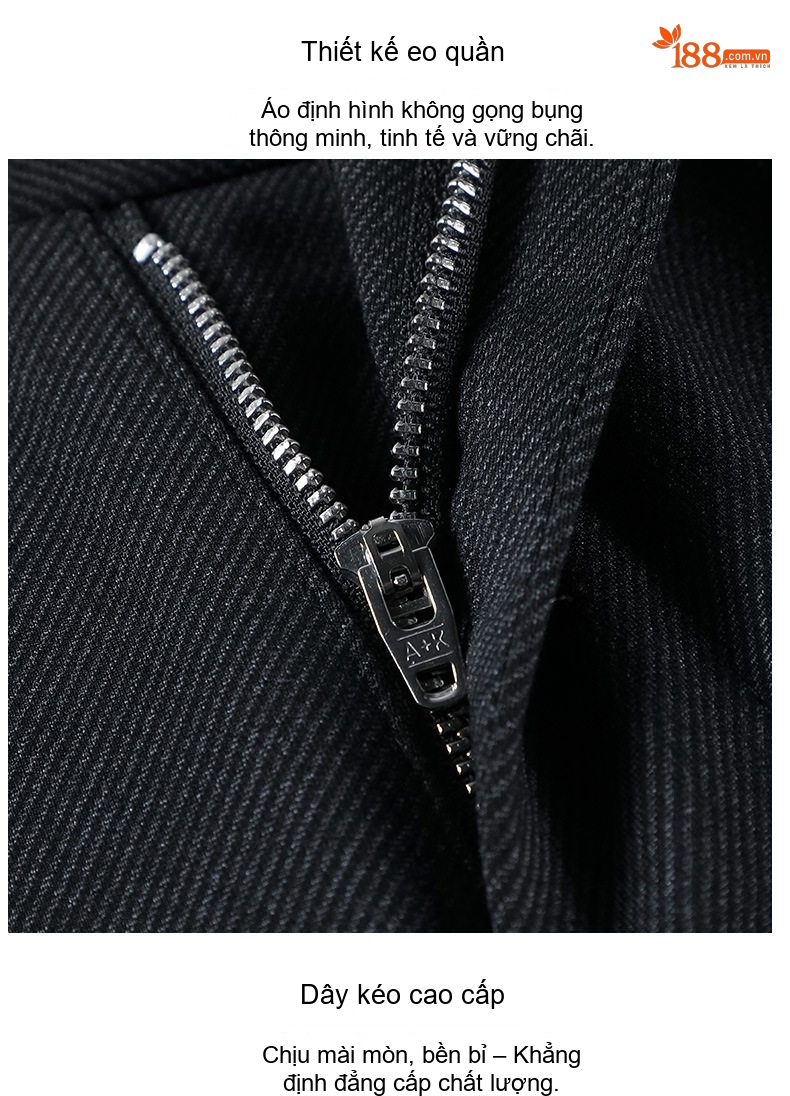 Quần Âu Nam Wool Dáng Suông Chống Nhăn Không Cần Là Màu Đen, Xanh Navy chi tiết 18