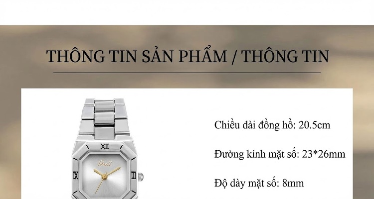 Đồng Hồ Nữ Gedi Dây Kim Loại Mạ Vàng Mặt Vuông Quartz Cao Cấp Màu Vàng, Bạc, Đen chi tiết 11
