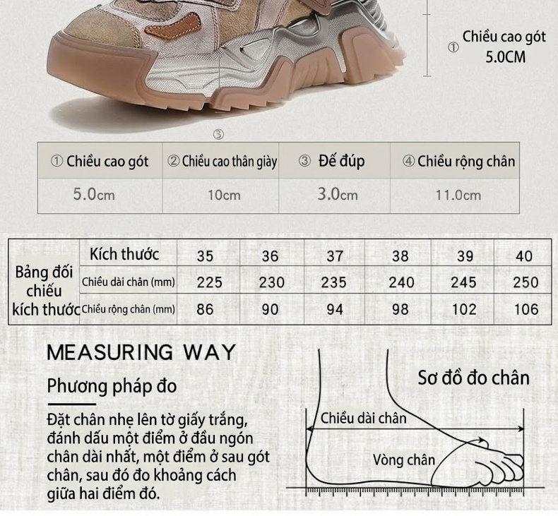Giày Cao Cổ Nữ Da Bò Đế Dày Phong Cách Ulzzang Chiều Cao Đế Khoảng 5cm Màu Đen, Nâu chi tiết 4
