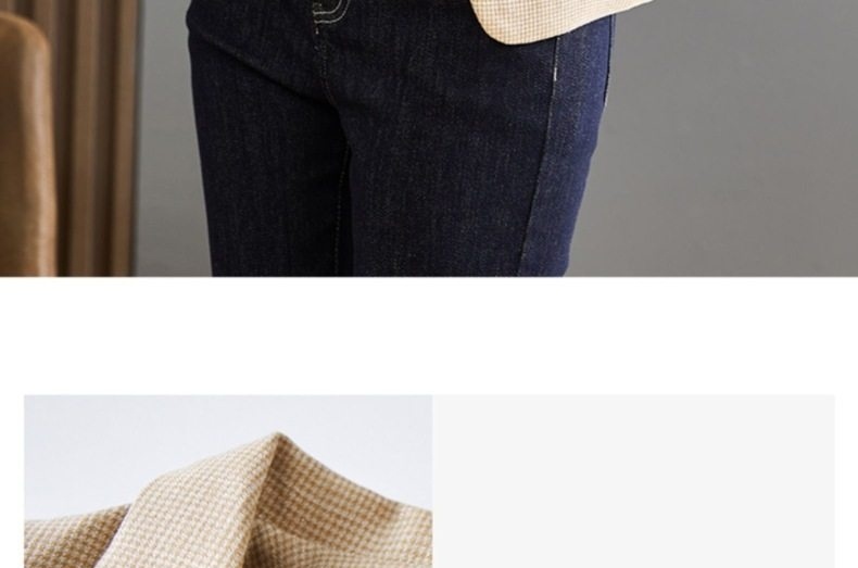 Áo Khoác Blazer Nữ Kẻ Caro Thiết Kế Thanh Lịch Phong Cách Thu Đông Màu Be, Xám chi tiết 17
