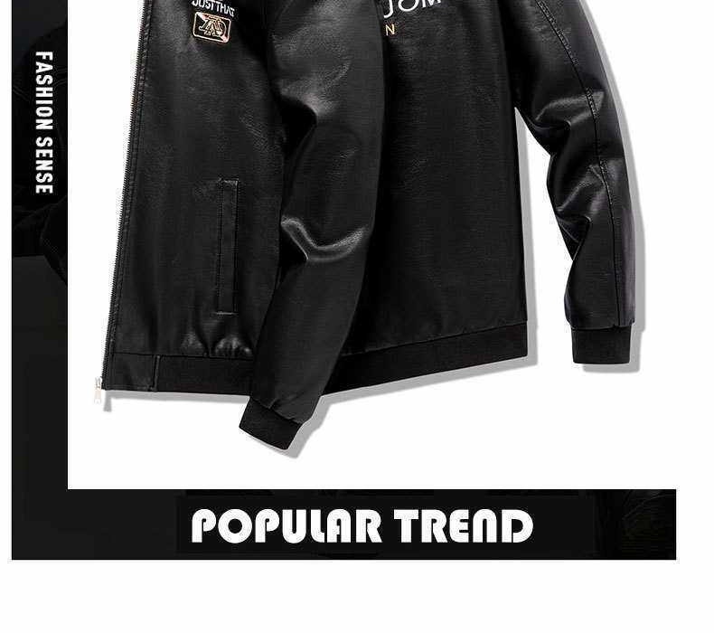 Áo Khoác Da Nam Giả Da Phong Cách Biker Thu Đông Màu Đen, Trắng chi tiết 4