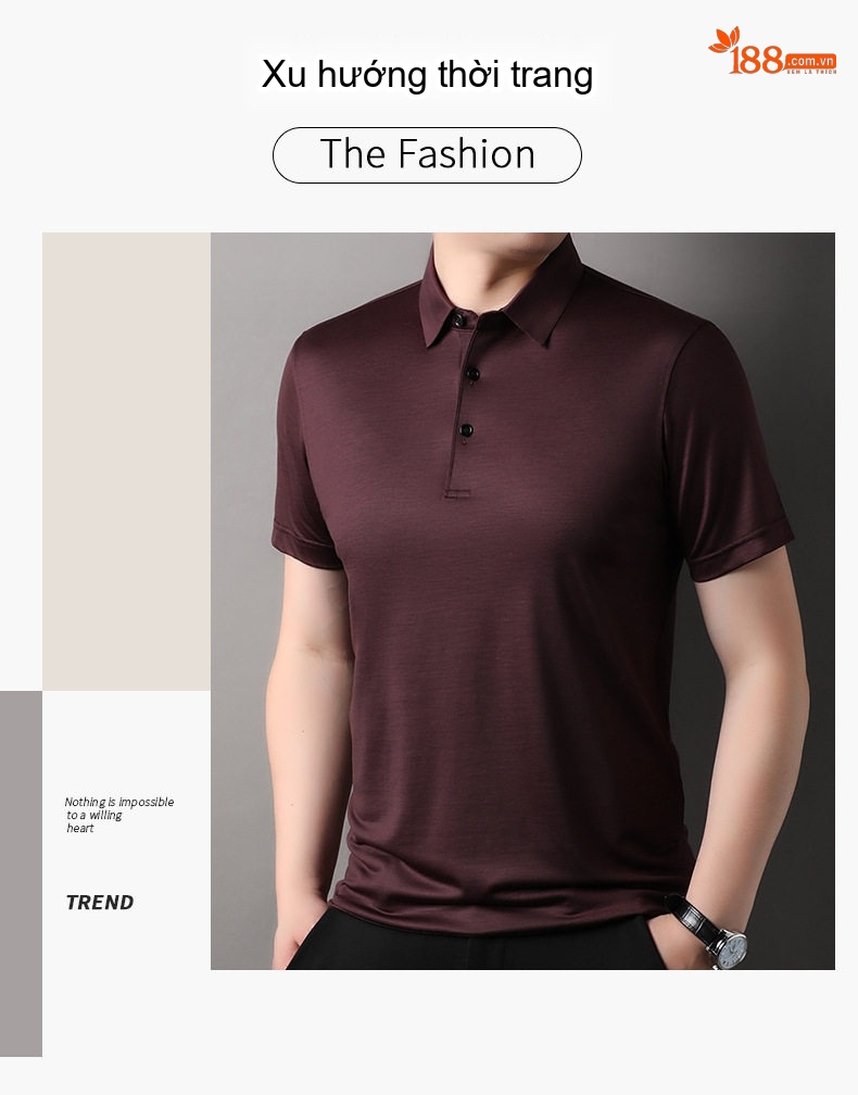 Áo Polo Nam 100% Lông Cừu Dệt Kim Tay Ngắn Cổ Bẻ Màu Đen, Xanh Navy, Xám, Đỏ Rượu Vang... chi tiết 2
