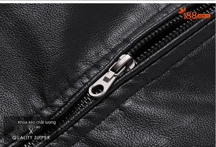Áo Khoác Da PU Nam Lót Lông Cừu Kiểu Motor Màu Đen, Xanh Lá, Nâu, Xanh Dương... chi tiết 16