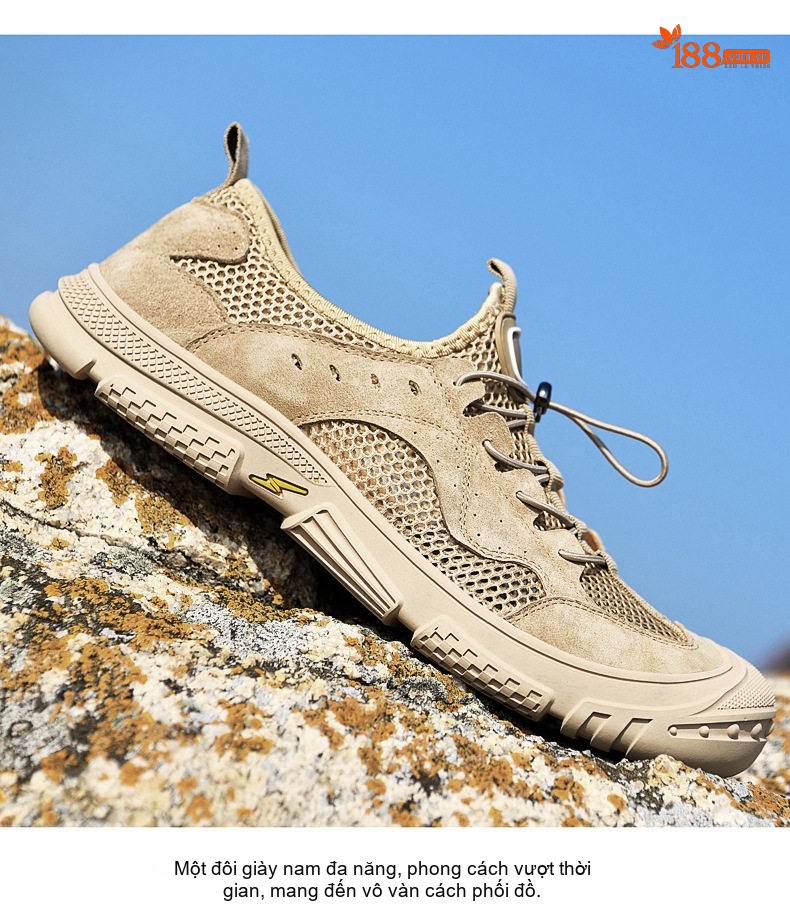 Sandal Nam Dây Rút Thể Thao Outdoor Thoáng Khí, Chống Nước, Nhanh Khô, Chống Mài Mòn, Chiều Cao Đế Khoảng 3cm Màu Be, Xám chi tiết 28