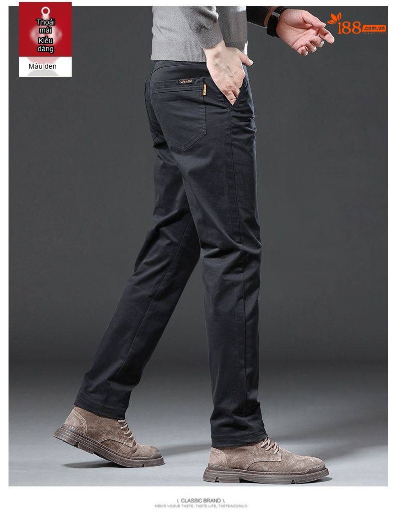 Quần Dài Cotton Nam Ống Đứng Co Giãn Thoải Mái Màu Đen, Xám, Nâu, Xanh Navy chi tiết 20