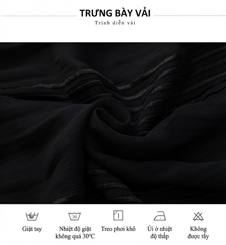 Chân Váy Lụa Tơ Tằm Thêu Tay Eo Chun Dáng Dài Xòe Màu Đen, Trắng chi tiết 4