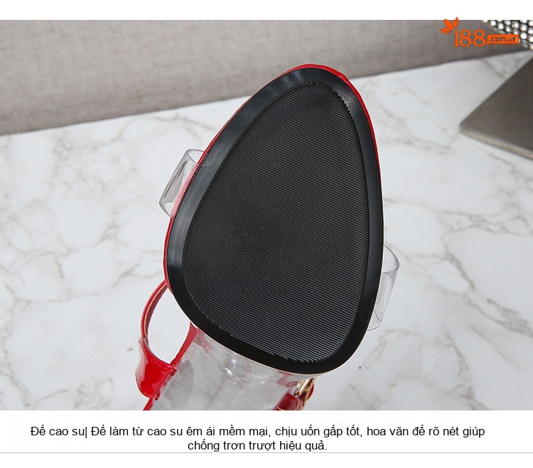 Giày Sandal Cao Gót Nữ Quai Trong Suốt Gót Cao 11cm Màu Đỏ, Trắng, Vàng, Đen... chi tiết 6