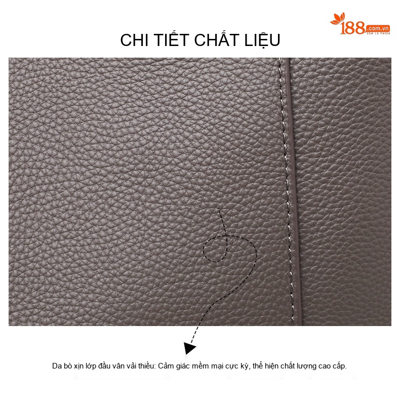 Túi Tote Nữ Da Thật Đeo Vai Đựng Vừa A4 Phong Cách Thanh Lịch Màu Be, Xám chi tiết 3