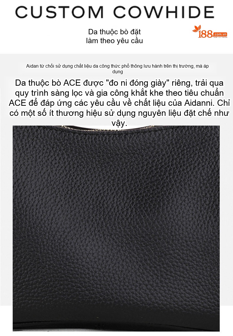 Túi Đeo Chéo Nữ Da Bò Thời Trang Màu Đen chi tiết 8