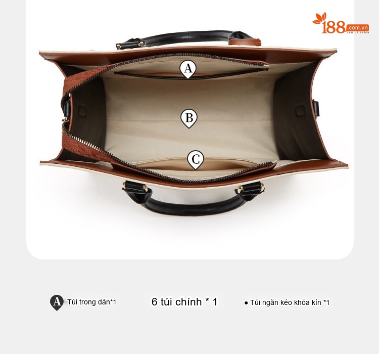 Bộ Túi Xách Tay, Túi Đeo Vai, Túi Clutch và Ví Nữ Da Bóng chi tiết 4