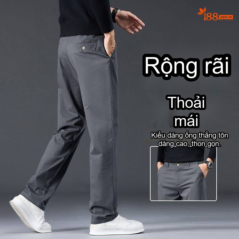 Quần Dài Nam Cotton Dáng Suông Rộng Thoải Mái Màu Đen, Xám, Kem, Xanh Navy