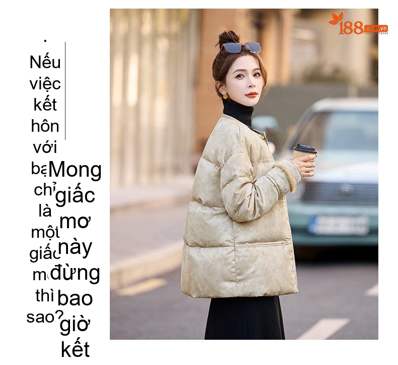 Áo Khoác Phao Nữ Dáng Dài Vừa Lót Lông Vịt Dày Dặn Phong Cách Retro Màu Be chi tiết 13
