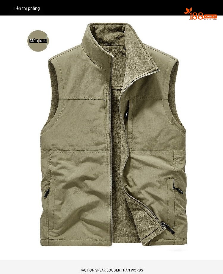 Áo Gile Nam Lót Lông Cừu Non Dày Dặn Hai Mặt Màu Xanh Rêu, Xám, Xanh Navy, Nâu... chi tiết 11