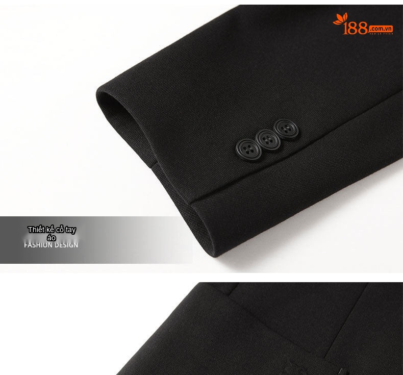 Áo Vest/Blazer Nam Vải Dệt Kiểu Slimfit Màu Đen chi tiết 11