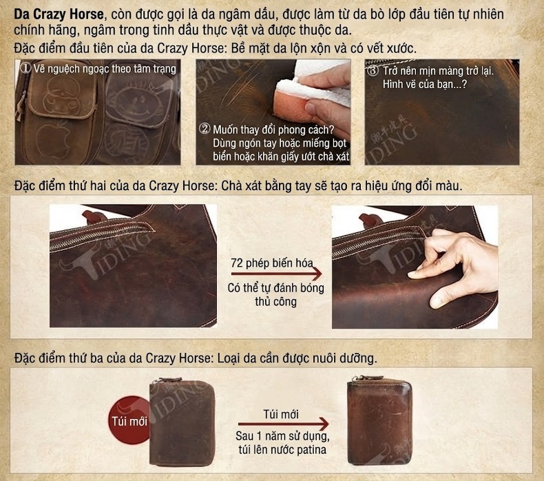 Túi Đeo Chéo Nam Da Bò Sáp Đựng Vừa Laptop, Ipad Phong Cách Retro Âu Mỹ chi tiết 20