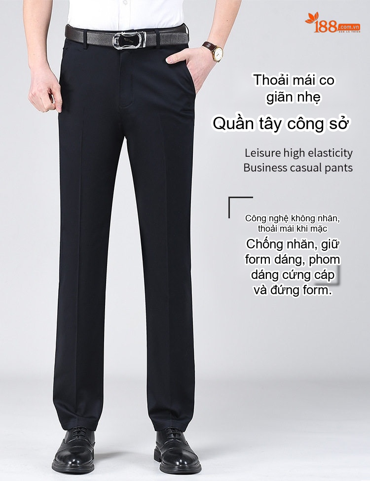 Quần Âu Nam Dáng Suông Mỏng Nhẹ Không Nhăn Cho Bố Trung Niên Màu Đen, Kem, Xám, Be chi tiết 17