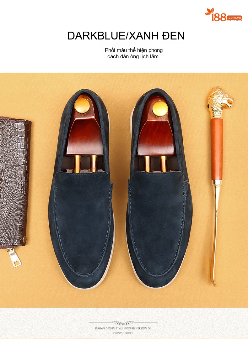 Giày Lười Nam Da Cừu Mềm Mại, Chống Mài Mòn, Chiều Cao Đế Khoảng 3cm Màu Xám, Nâu, Xanh Navy chi tiết 11