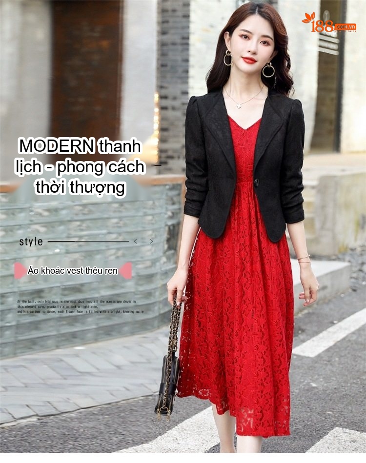 Áo Khoác Lửng Nữ Tay Lỡ Phối Áo Dài Phong Cách Tiểu Thư Màu Đen, Trắng, Kem chi tiết 1