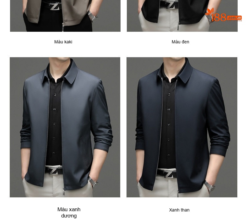 Áo Khoác Bomber Nam Cổ Bẻ Màu Xám, Nâu, Xanh Navy, Đen chi tiết 9