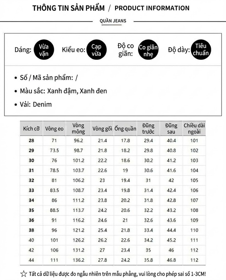 Quần Jean Nam Ống Đứng Co Giãn Thoải Mái Màu Xanh Đen chi tiết 15
