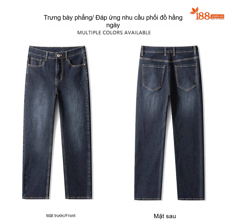 Quần Jeans Nam Ống Đứng Rộng Co Giãn Thoải Mái Màu Xám Xanh Đậm chi tiết 10