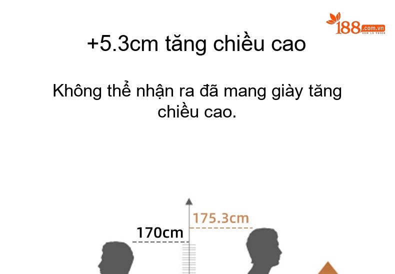 Giày Tây Buộc Dây Nam Da Thật Tăng Chiều Cao 5.3cm Màu Đen chi tiết 4