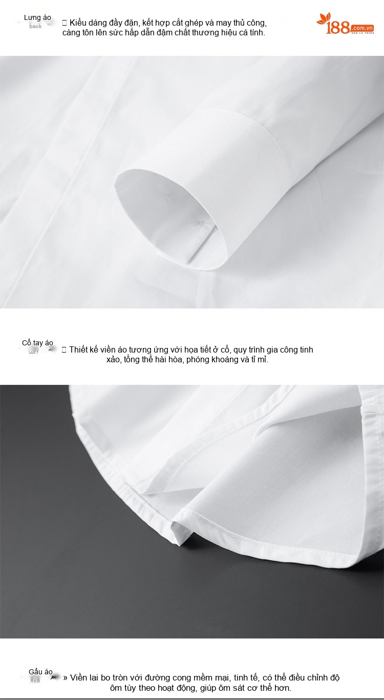 Áo Sơ Mi Nam Tay Dài Cotton Thêu Hình Ngựa Màu Đen, Trắng chi tiết 10