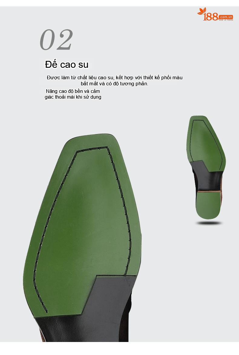 Giày Tây Buộc Dây Nam Da Bò Lộn Chiều Cao Đế Khoảng 3cm Màu Nâu, Đen chi tiết 10