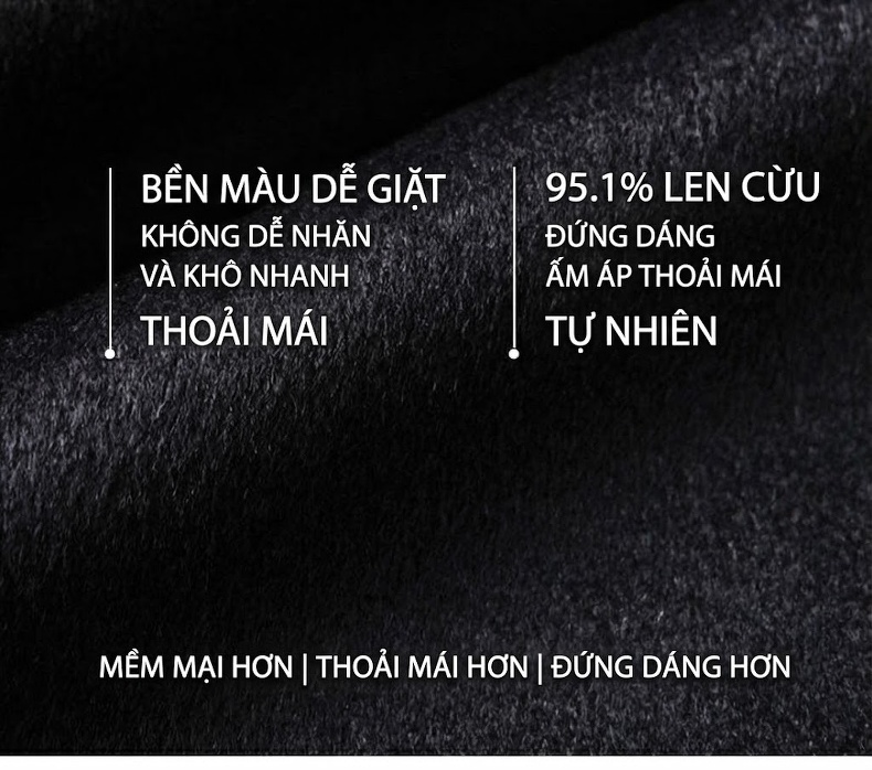 Áo Khoác Lông Cừu Nam Dáng Dài Cổ Bẻ Lót Lông Vũ Cao Cấp Màu Đen chi tiết 2
