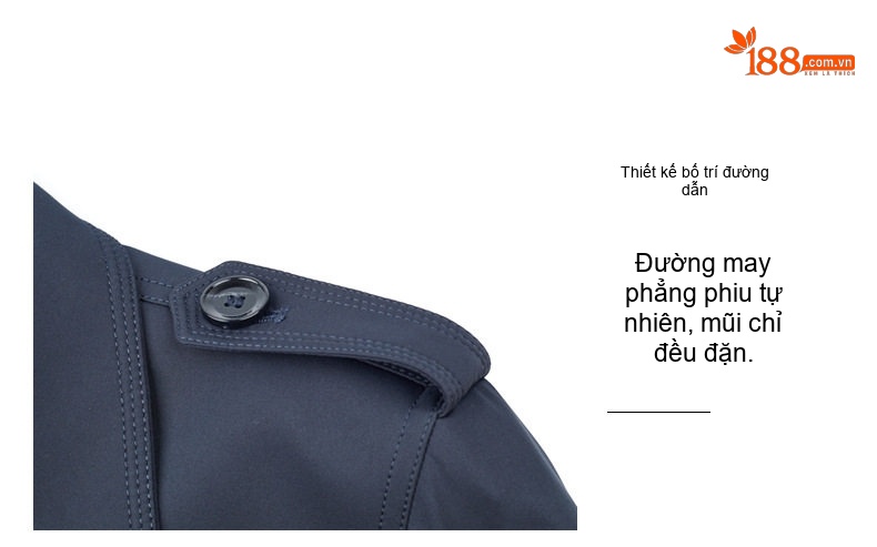 Áo Khoác Măng Tô Nam Dáng Dài Không Nhăn Kiểu Vest Hai Hàng Khuy Màu Be, Đen, Xanh Navy chi tiết 6