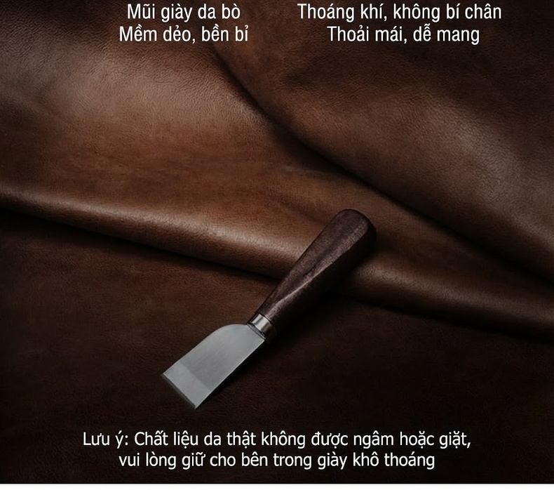Giày Tây Buộc Dây Nam Da Bò Chiều Cao Đế Khoảng 3cm Màu Nâu, Be chi tiết 5