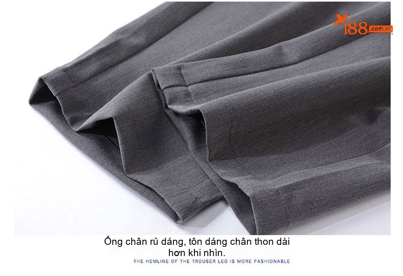 Quần Tây Nam Ống Côn Dáng Dài Mỏng Nhẹ Màu Đen, Xám, Xanh Navy chi tiết 15