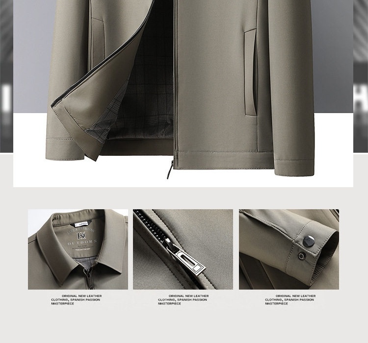 Áo Khoác Bomber Nam Cổ Bẻ Mỏng Phong Cách Công Sở Màu Xanh Navy, Xám, Đỏ chi tiết 1