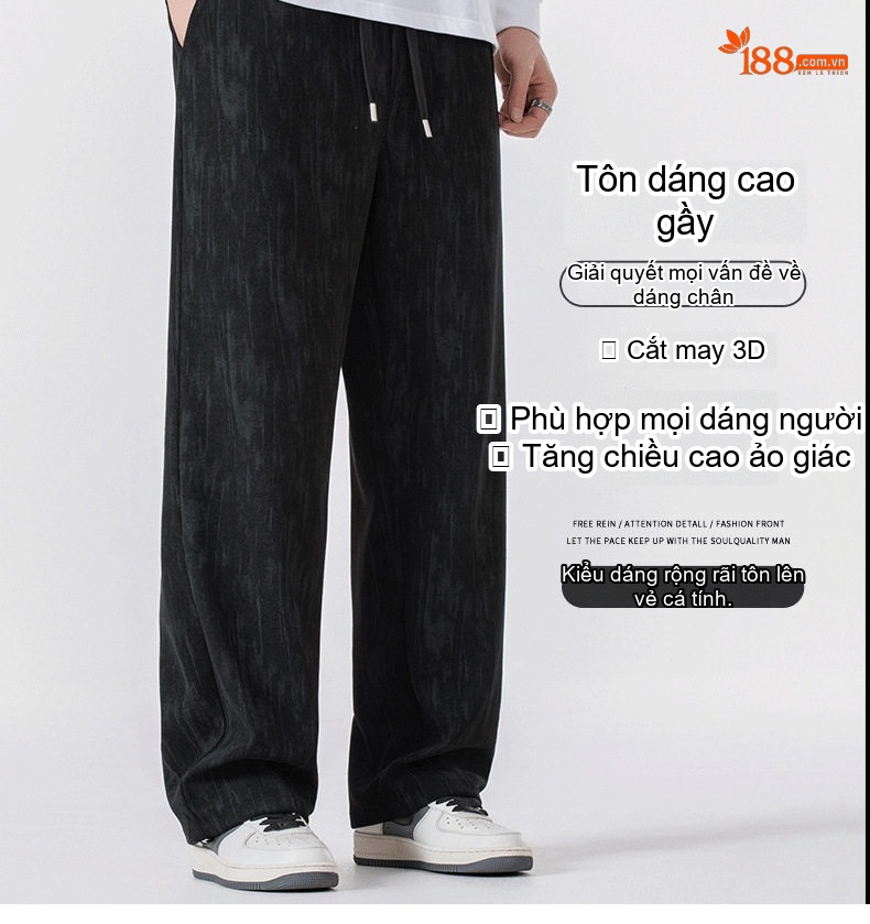 Quần Ống Rộng Nam Dáng Thể Thao Vải Sọc Ziczac Phong Cách Retro Mỹ chi tiết 5