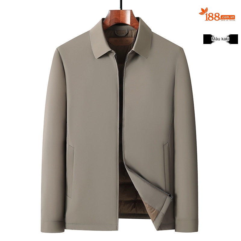 Áo Khoác Phao Nam Lông Vũ 90% Mới Giữ Ấm Phong Cách Doanh Nhân Màu Xanh Navy, Đen, Xám