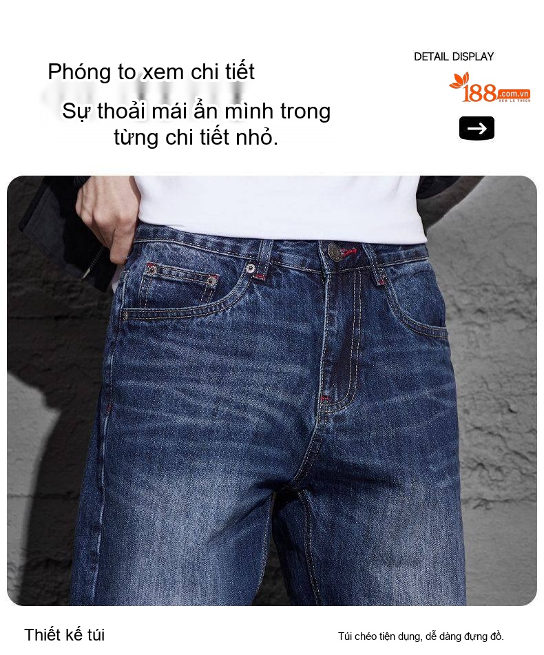 Quần Jean Dáng Rộng Thẳng Đứng Phong Cách Retro Mỹ Thoải Mái Không Kén Dáng Màu Xanh Dương chi tiết 26