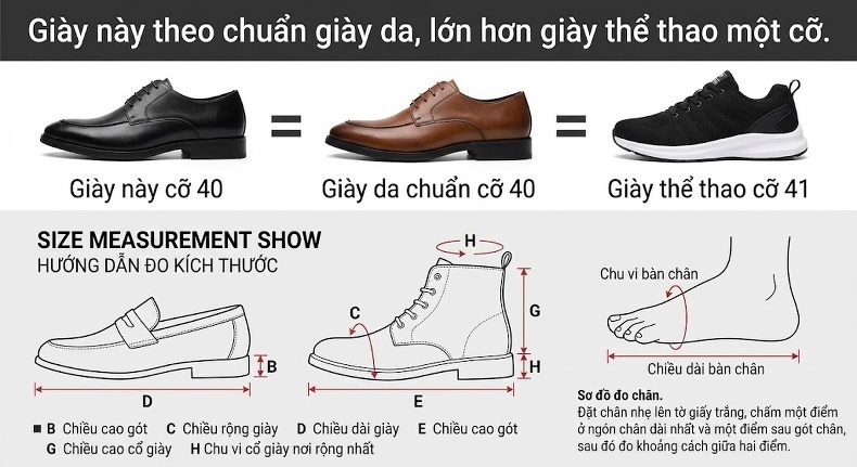 Giày Tây Buộc Dây Nam Da Thật Phong Cách Anh Quốc Chiều Cao Đế Khoảng 3cm Màu Đen chi tiết 13