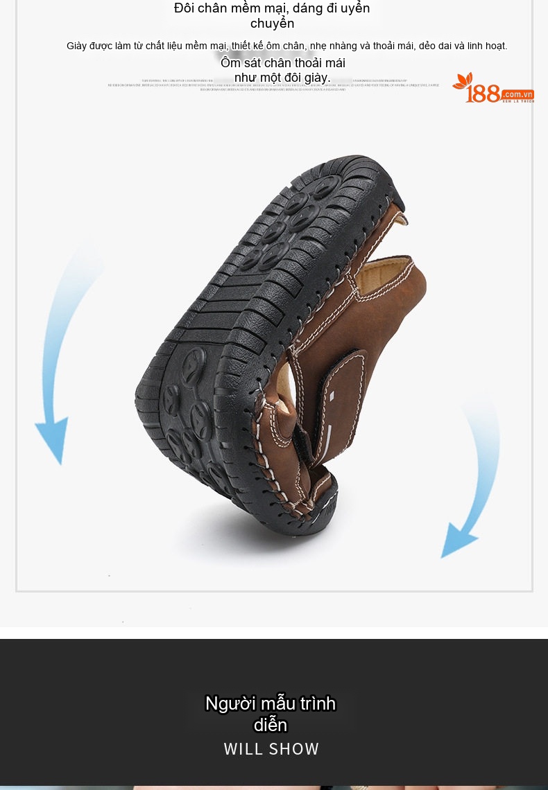 Sandal Nam Quai Dán Thủ Công Da Mờ Đế Cao Khoảng 2cm chi tiết 6